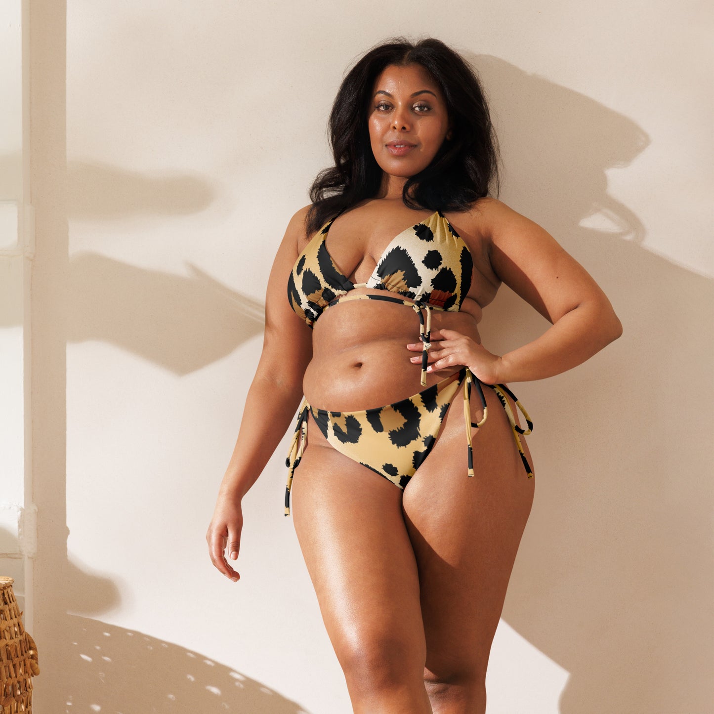Recycelter Triangel-Bikini mit Animal-Print