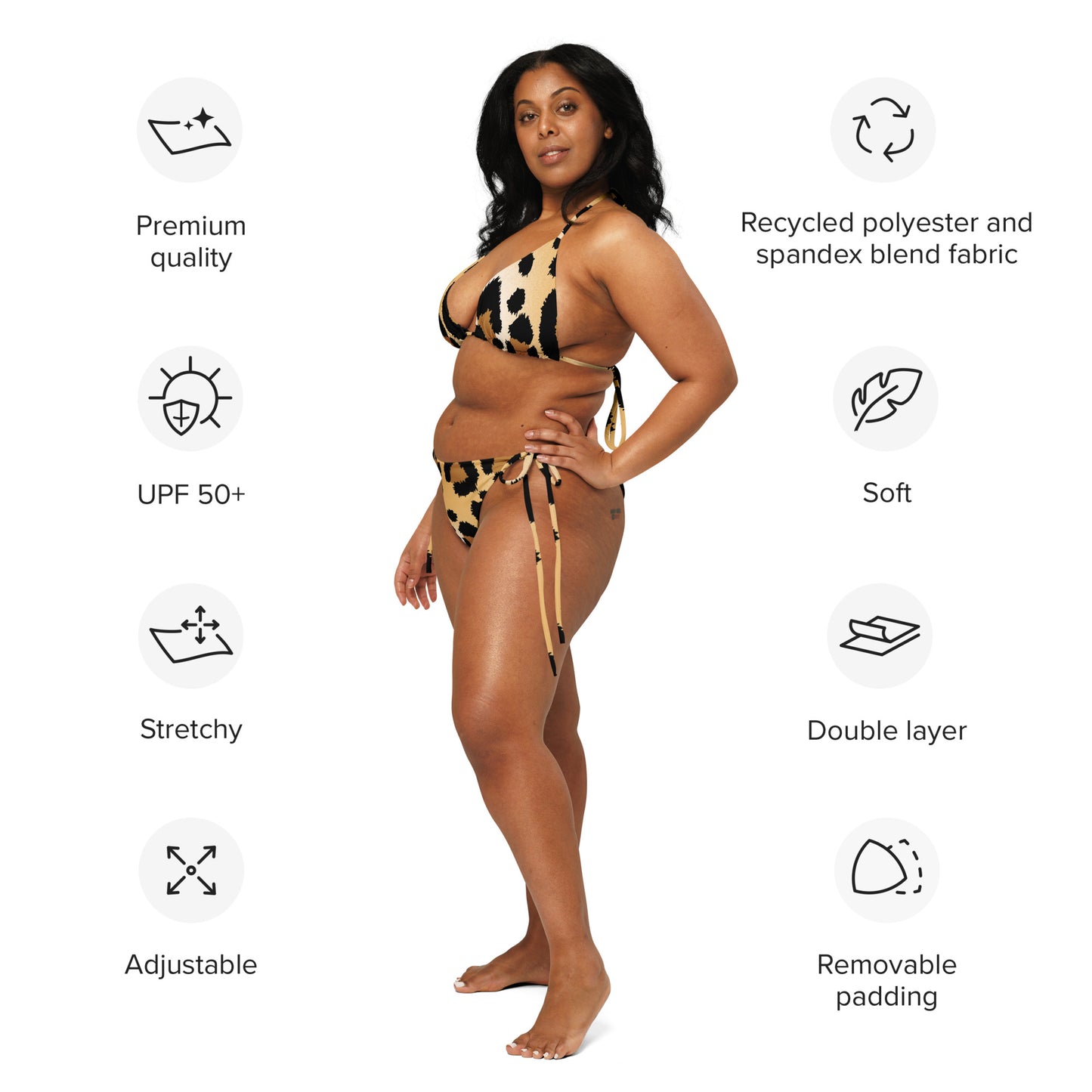 Recycelter Triangel-Bikini mit Animal-Print