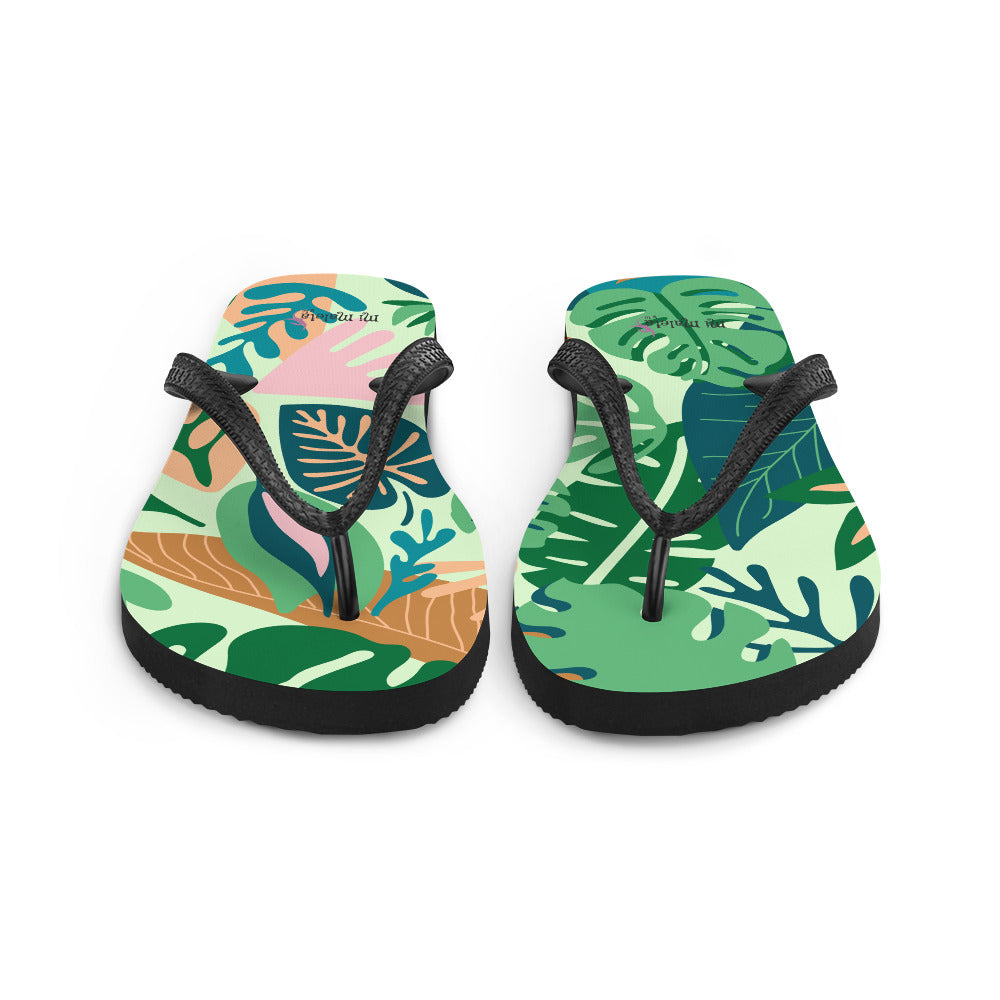 tropical toe flip flops