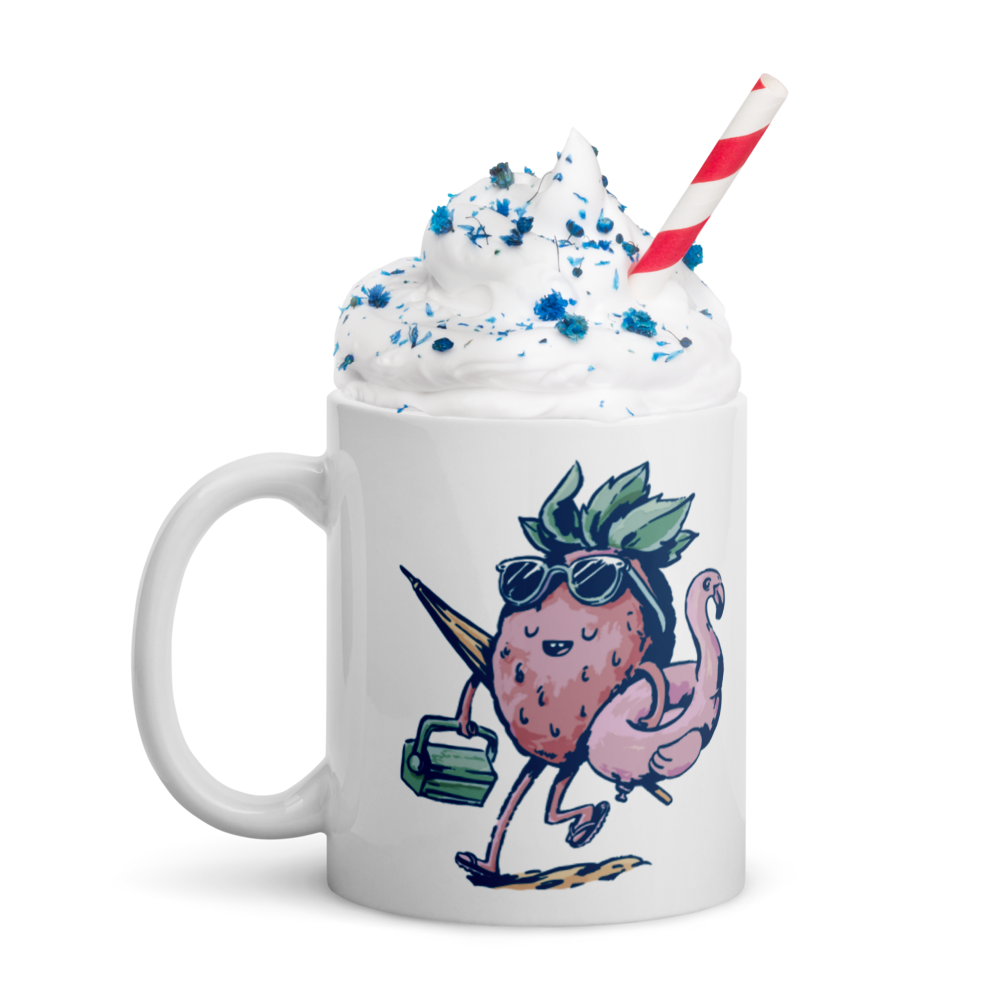 Strawberry Glossy White Mug
