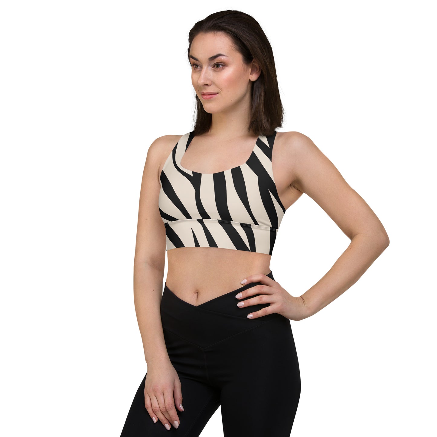 Wide zebra recycled sports bra