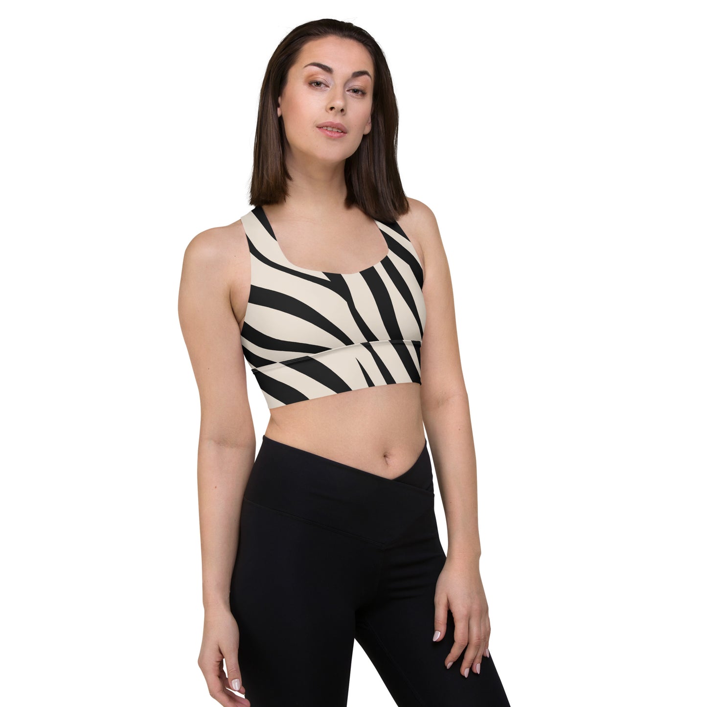 Wide zebra recycled sports bra