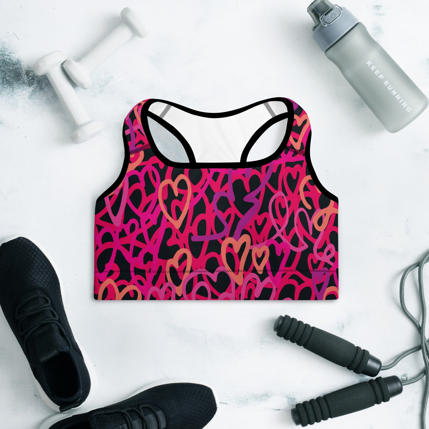 Medium intensity hearts sports bra