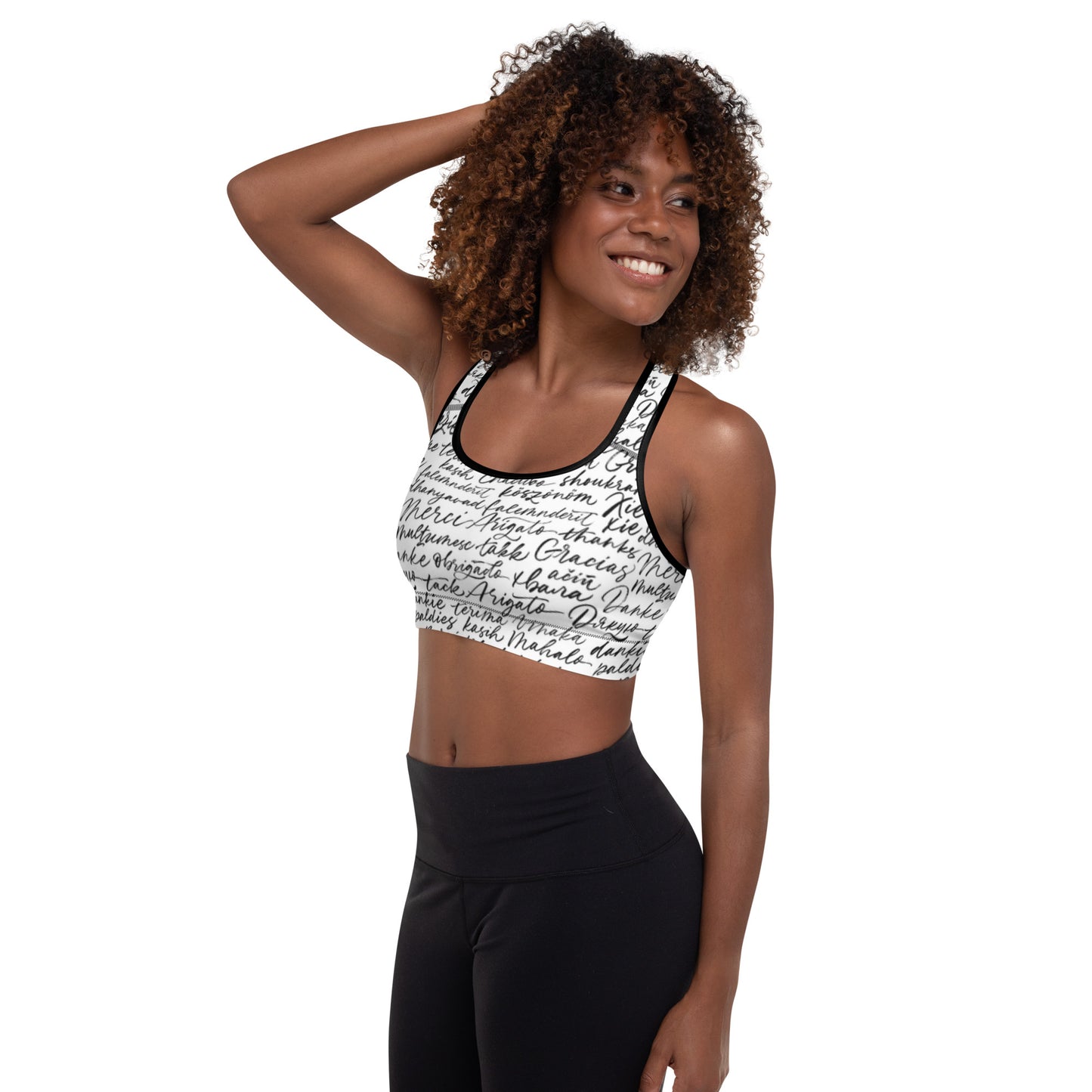 Letter padded sports bra