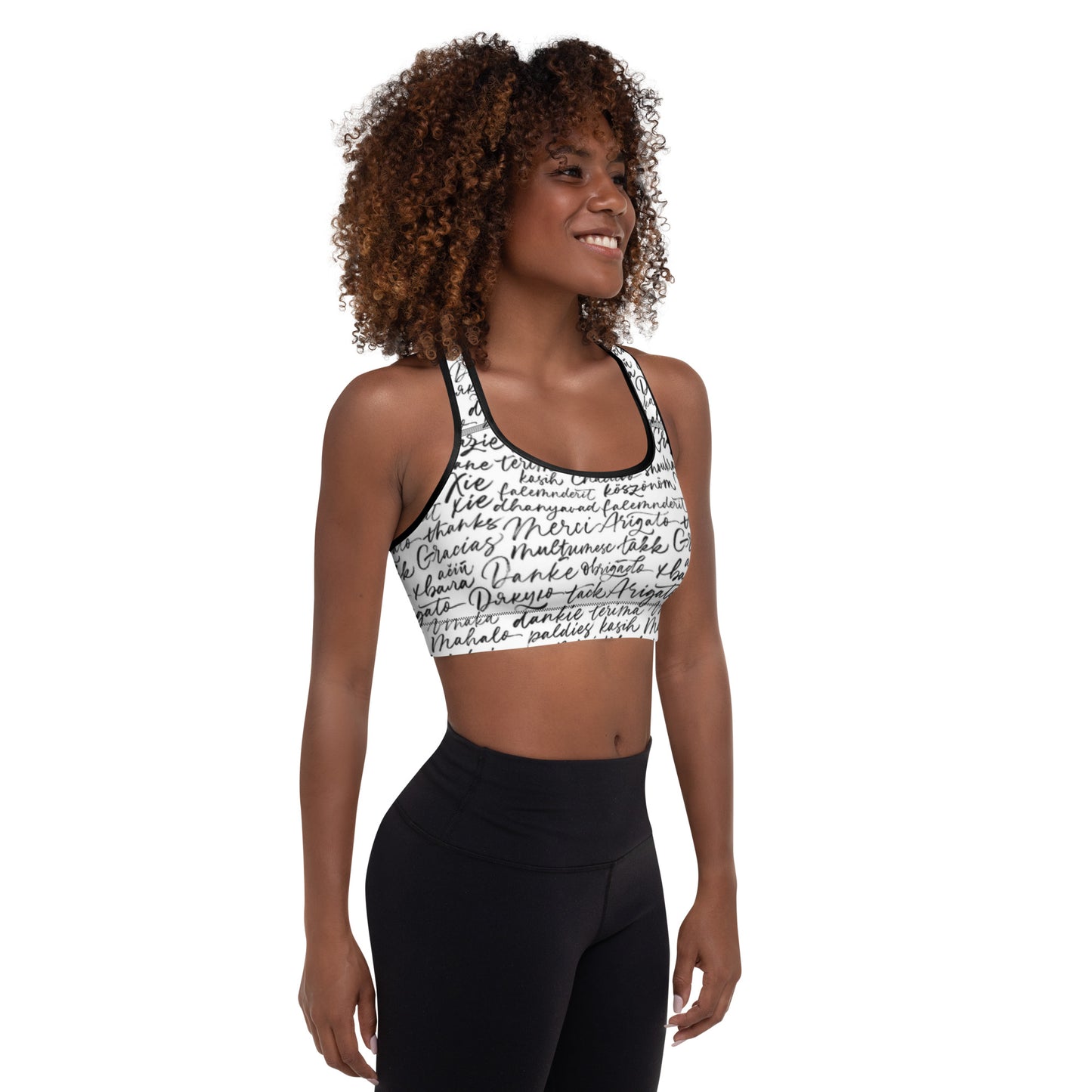 Letter padded sports bra