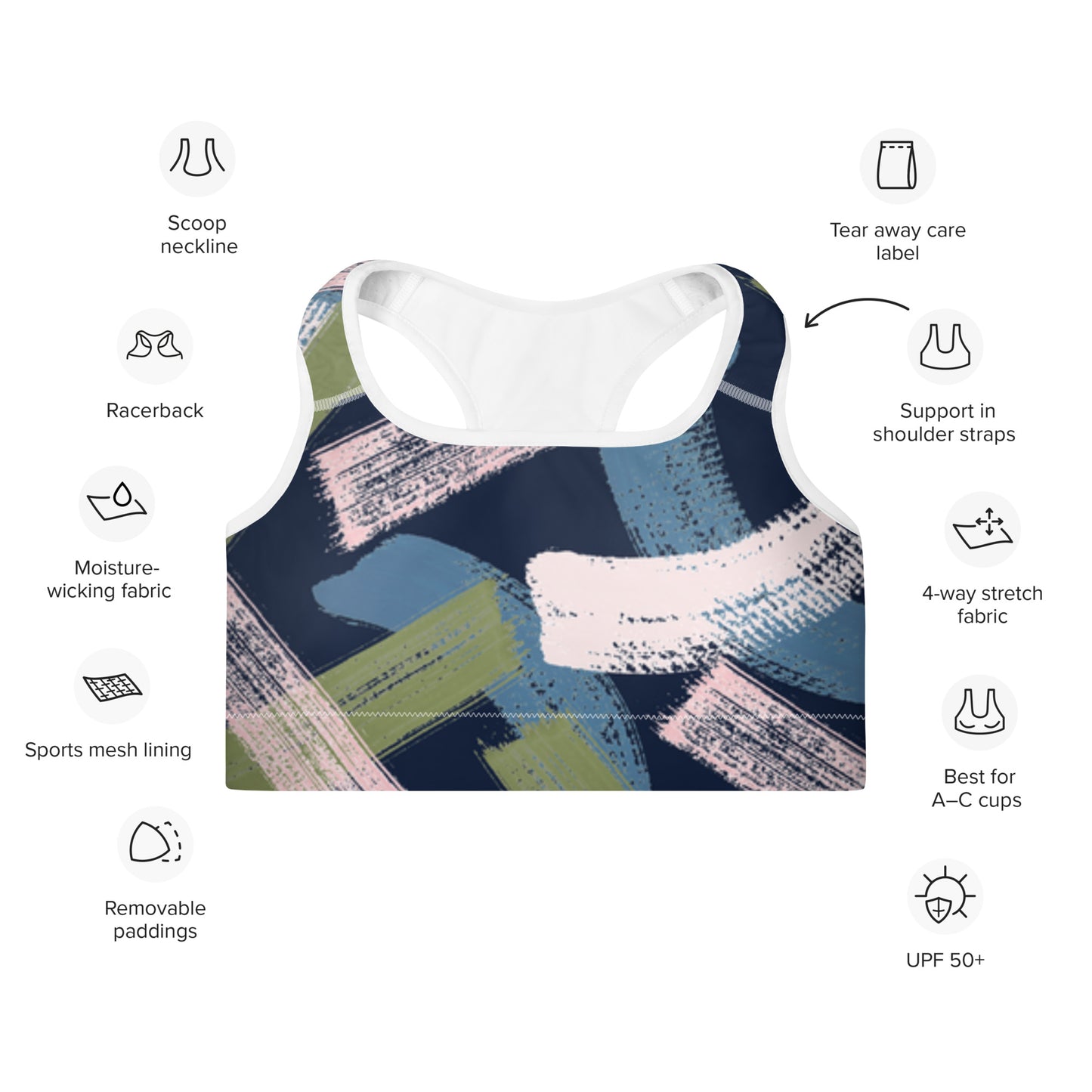 Abstract Padded Sports Bra