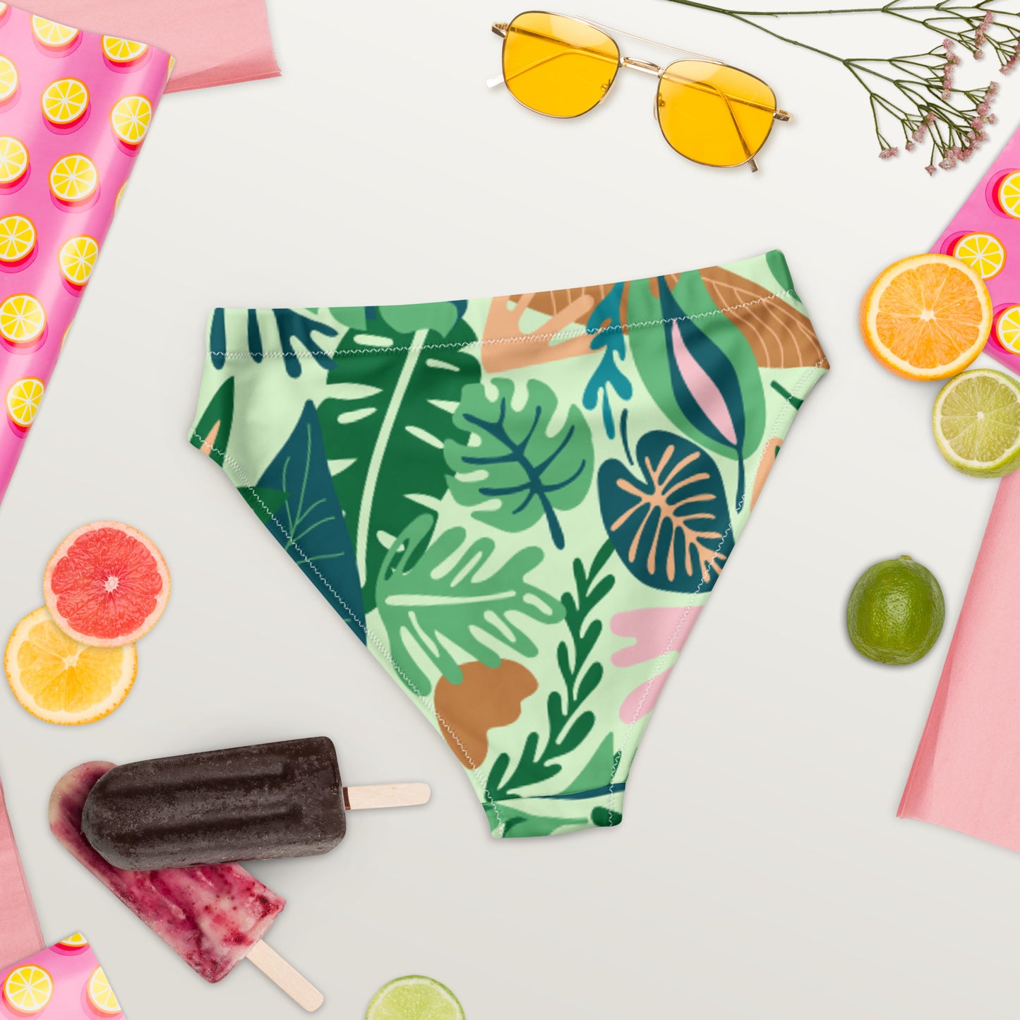 Tropical high waisted recycled bikini briefs