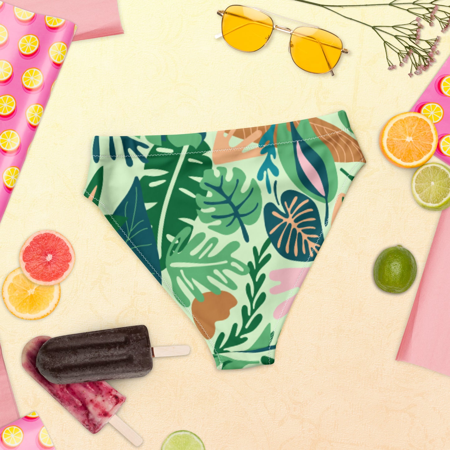 Tropical high waisted recycled bikini briefs
