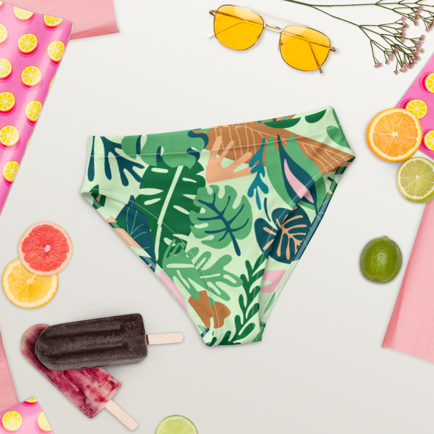Tropical high waisted recycled bikini briefs