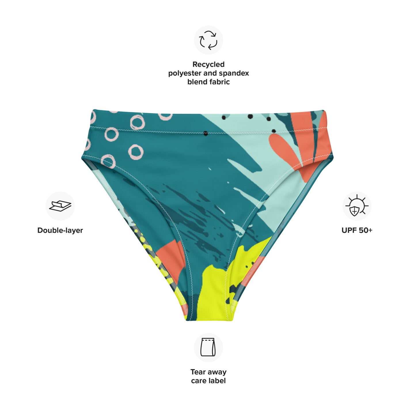 Recycled high-waisted bikini briefs sea