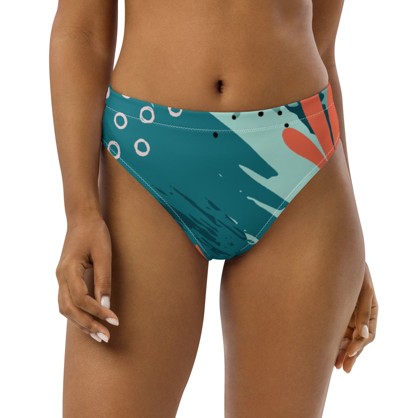 Recycled high-waisted bikini briefs sea