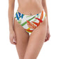Recycled high-waisted bikini briefs with leaves