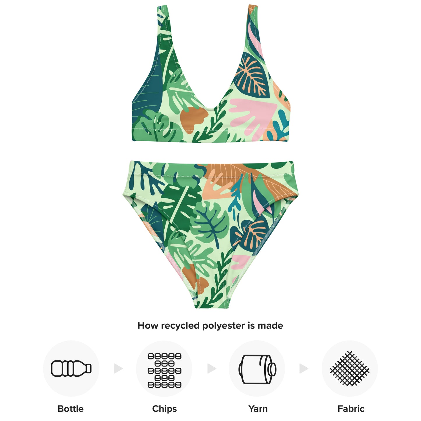 Bikini reciclado talle alto tropical