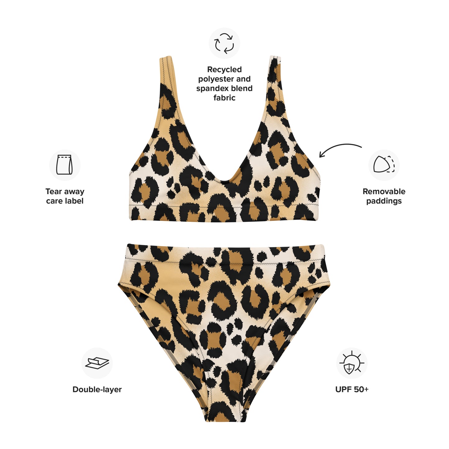 Bikini reciclado talle alto animal print