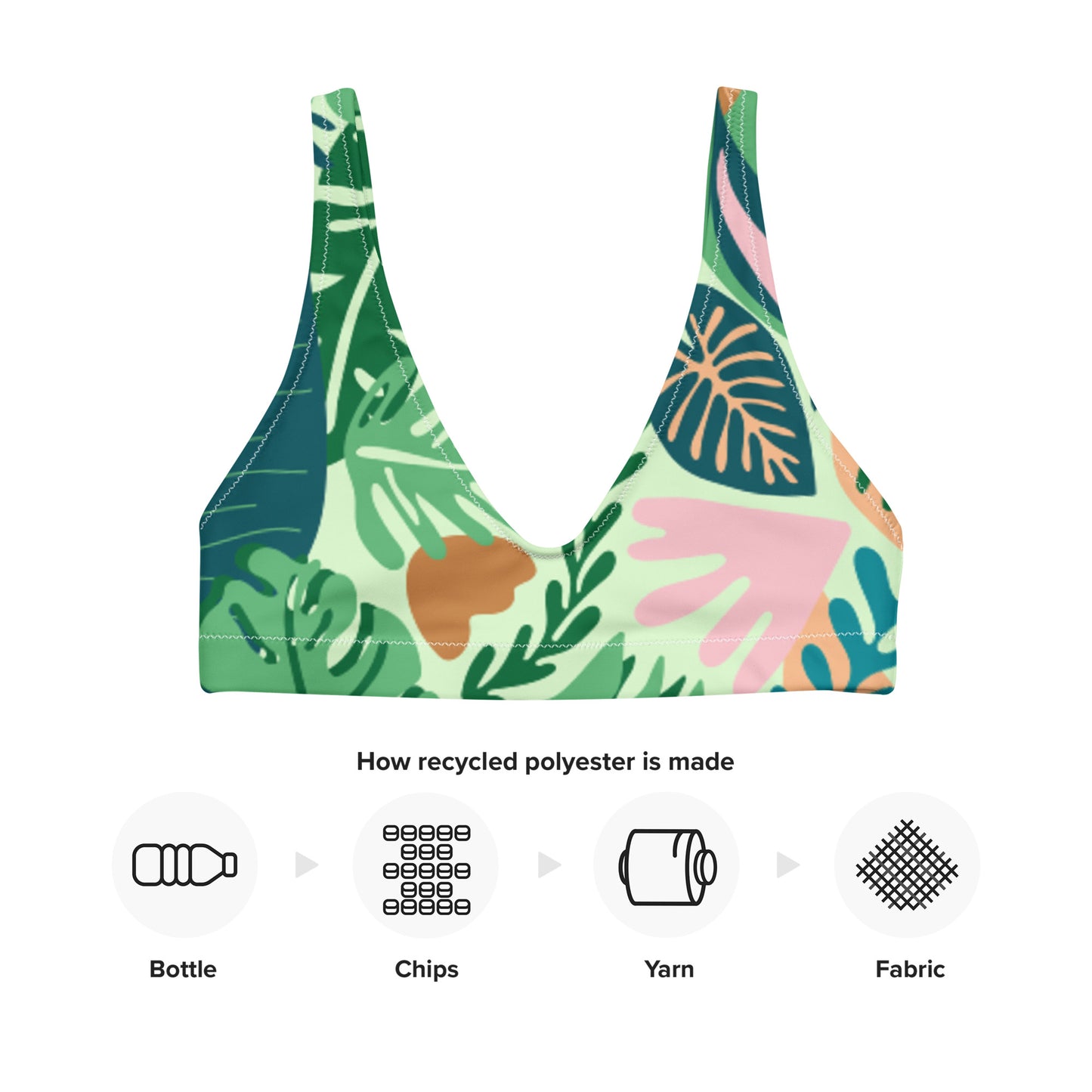 Sujetador bikini reciclado con relleno Tropical
