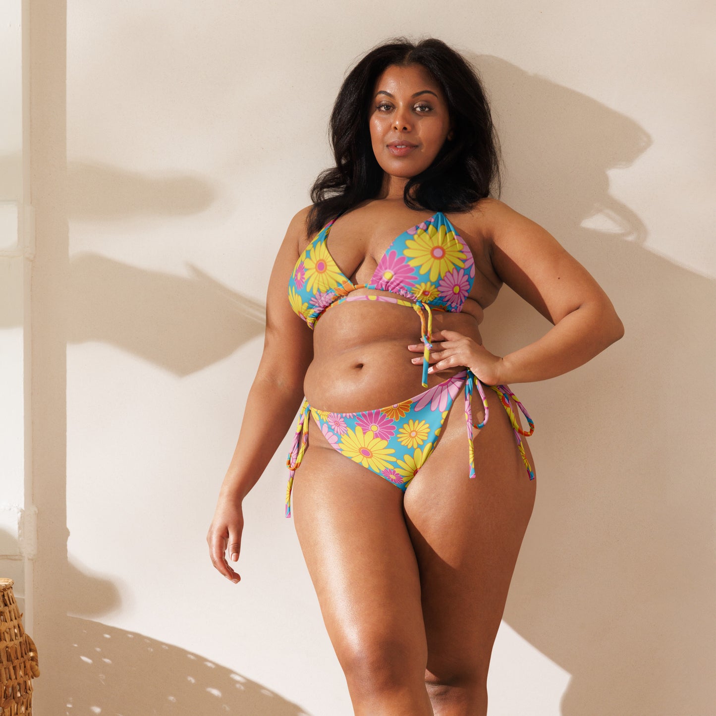 Recycled flower triangle bikini