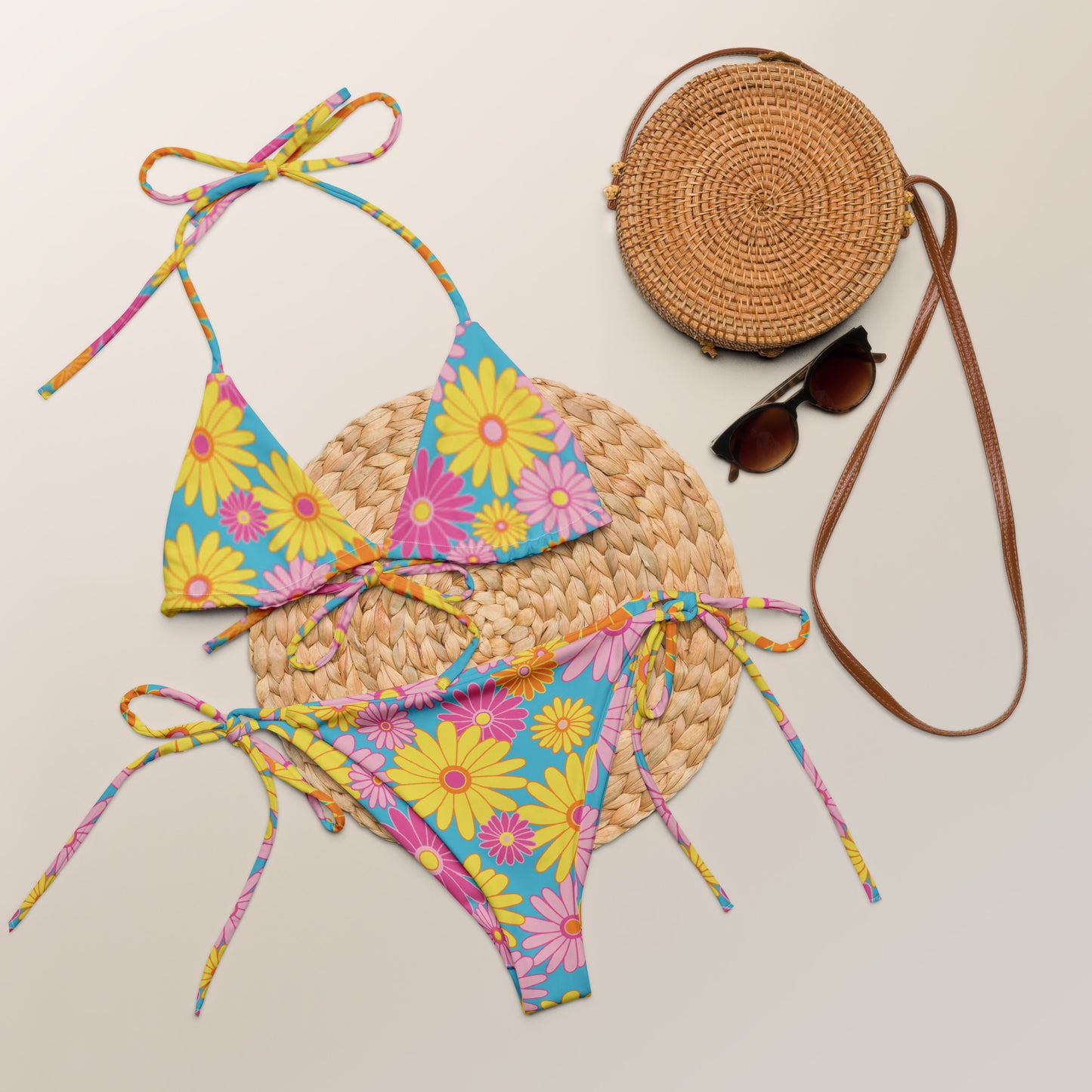 Recycled flower triangle bikini