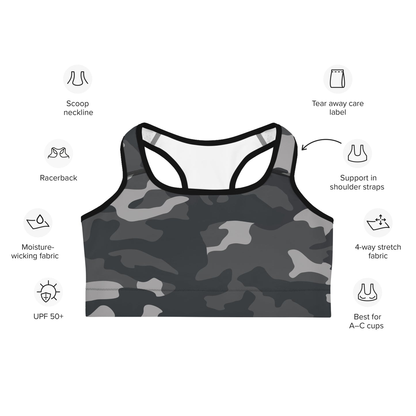 Camouflage sports bra