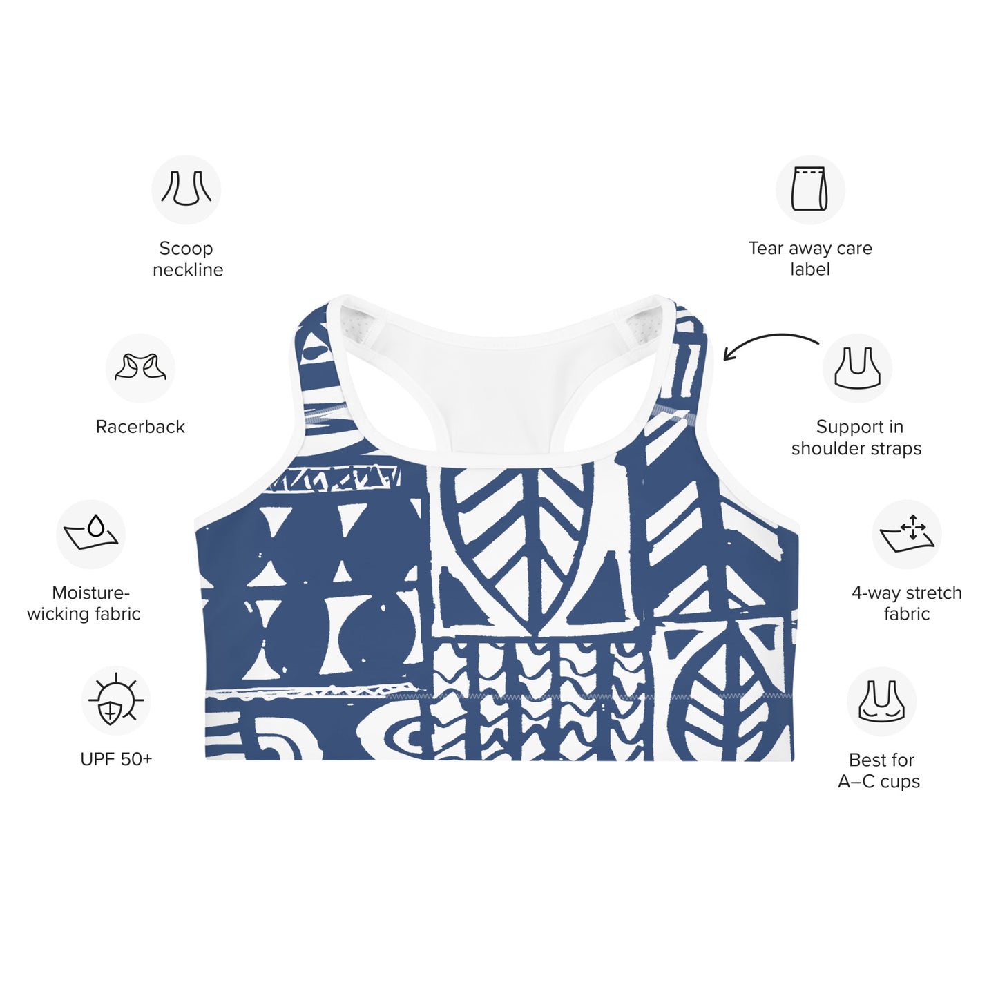 Ethnic blue sports bra