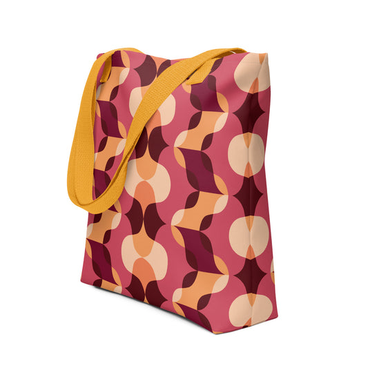 Bolso tote con estampado vintage y asas largas de algodón natural

