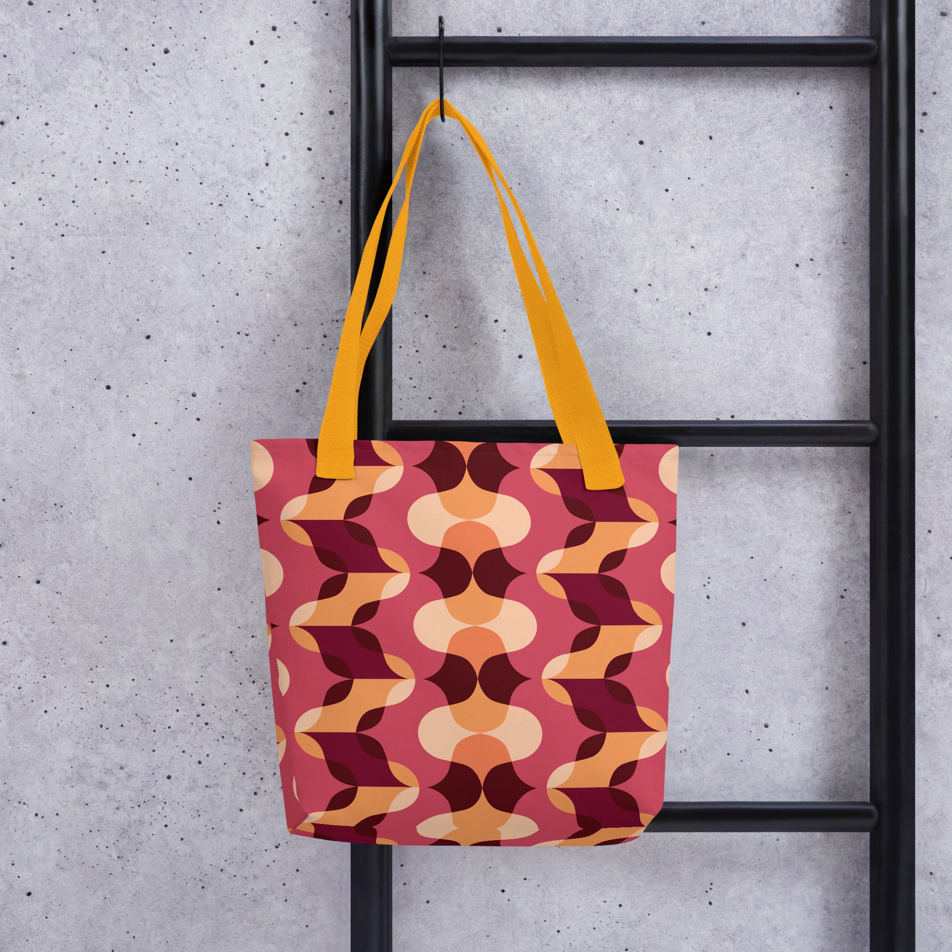Bolso grande con ilustración vintage y asas resistentes

