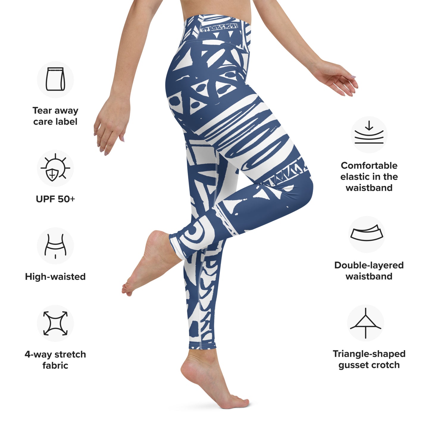 Ethnische blaue Yoga-Leggings