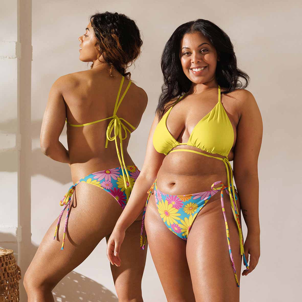 Braguita bikini poliéster reciclado Flores