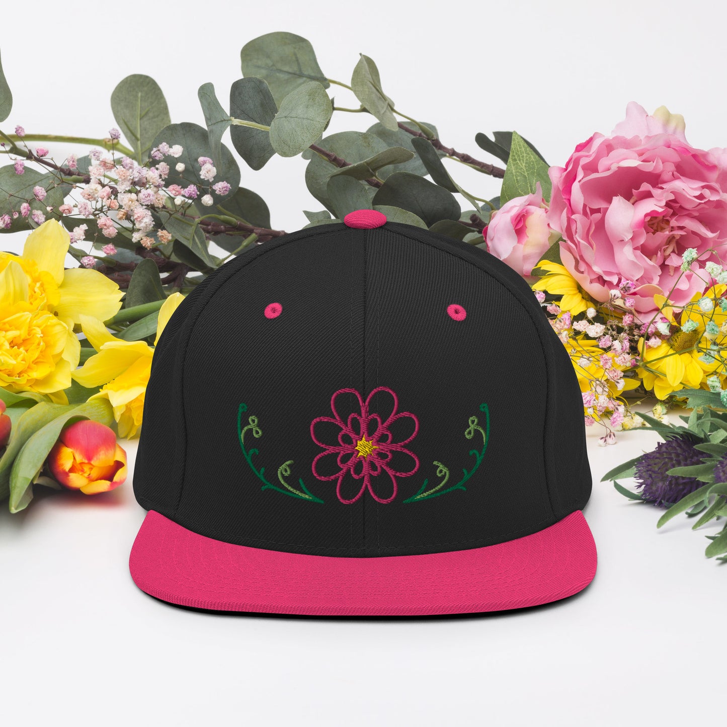 Gorra bordada snapback flower