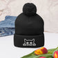 Embroidered hat with kitten pompom