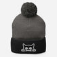 Embroidered hat with kitten pompom