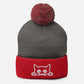 Embroidered hat with kitten pompom