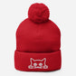 Embroidered hat with kitten pompom