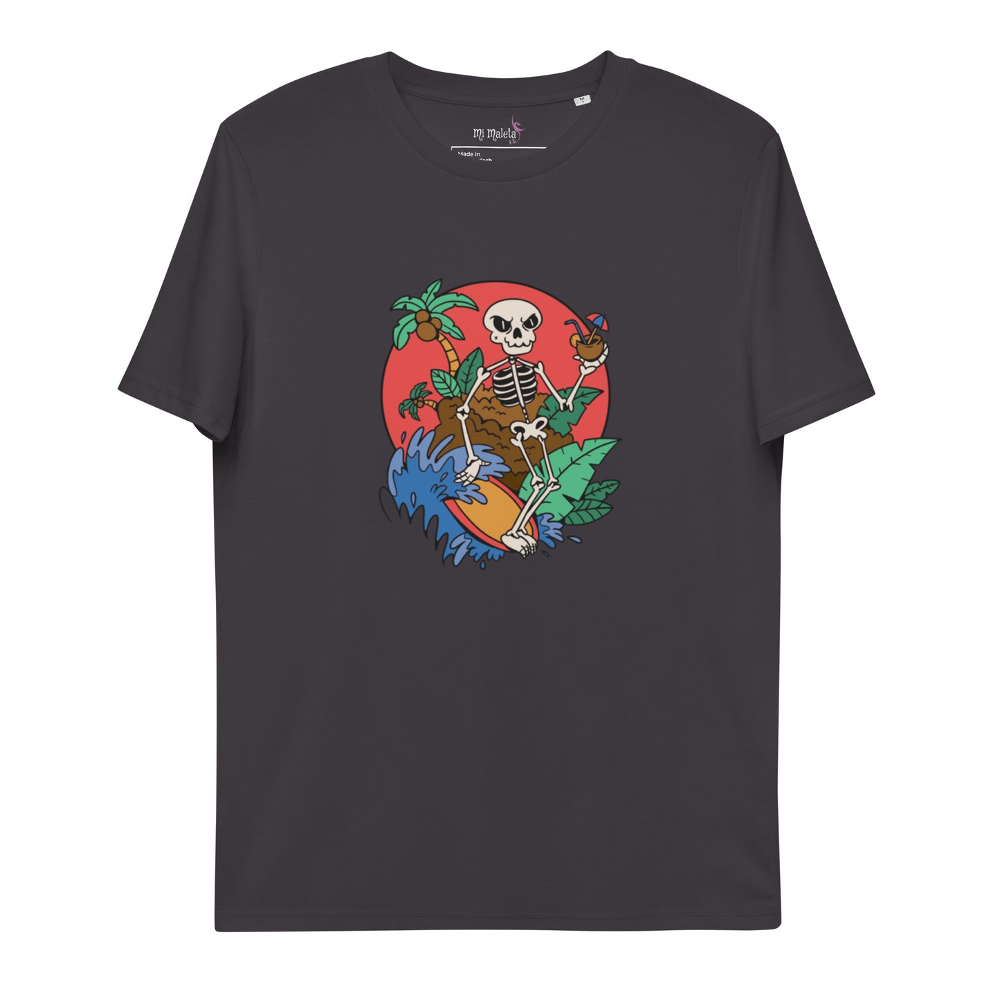 Camiseta de algodón orgánico unisex CALAVERA SURF