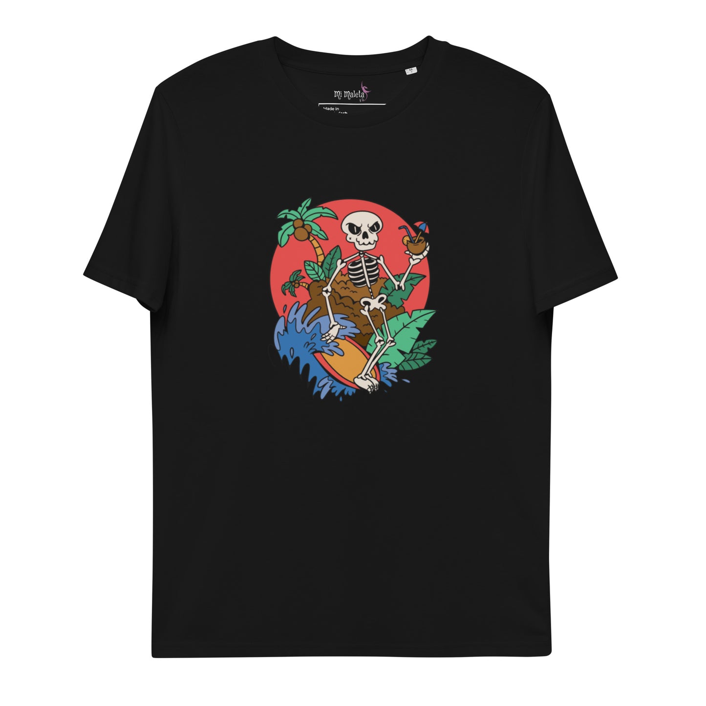 Camiseta de algodón orgánico unisex CALAVERA SURF