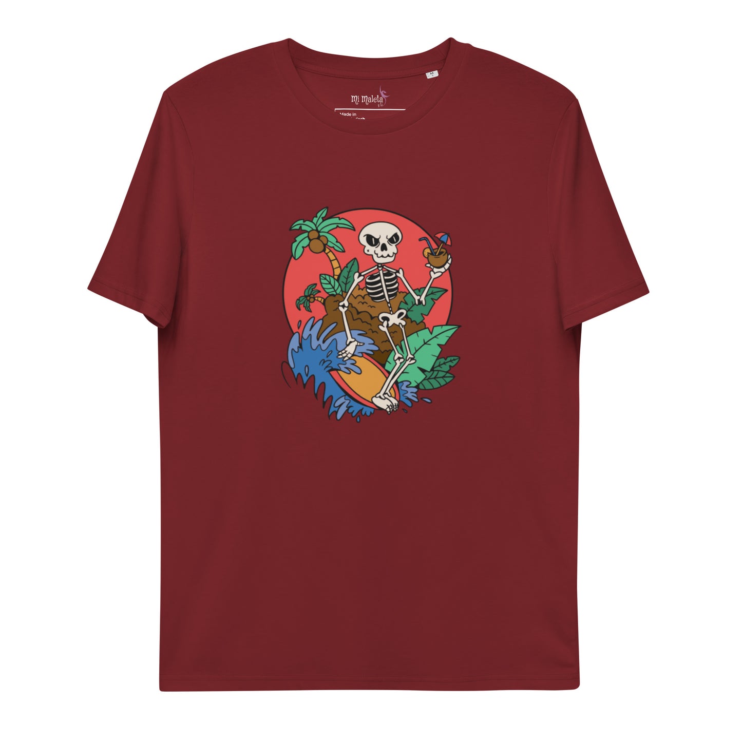 Camiseta de algodón orgánico unisex CALAVERA SURF