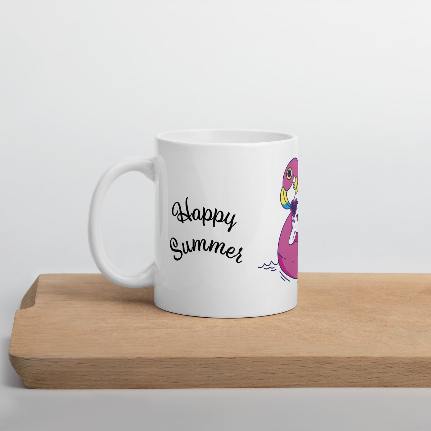 Taza blanca brillante Happy Summer