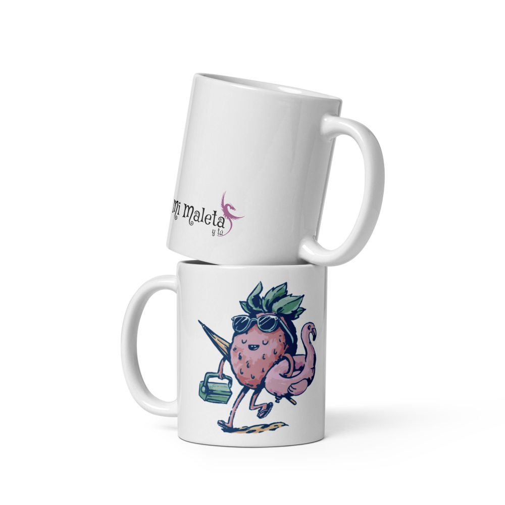 Strawberry Glossy White Mug