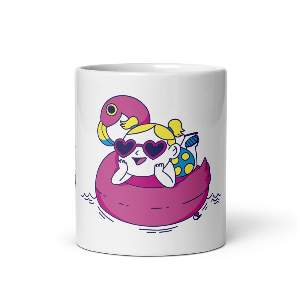 Taza blanca brillante Happy Summer