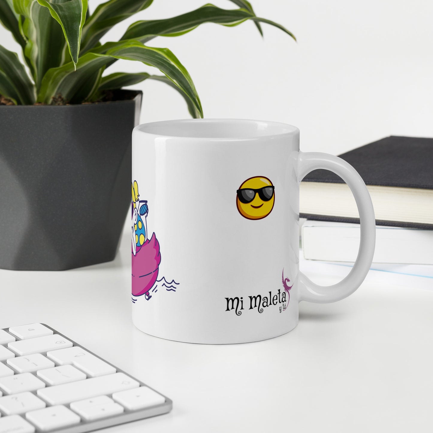 Taza blanca brillante Happy Summer