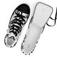 Women's high-top canvas sneakers with black toe hearts