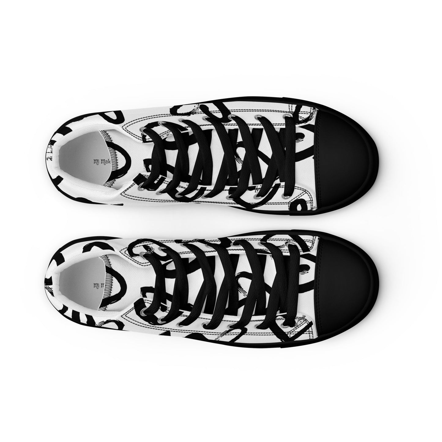 Women's high-top canvas sneakers with black toe hearts
