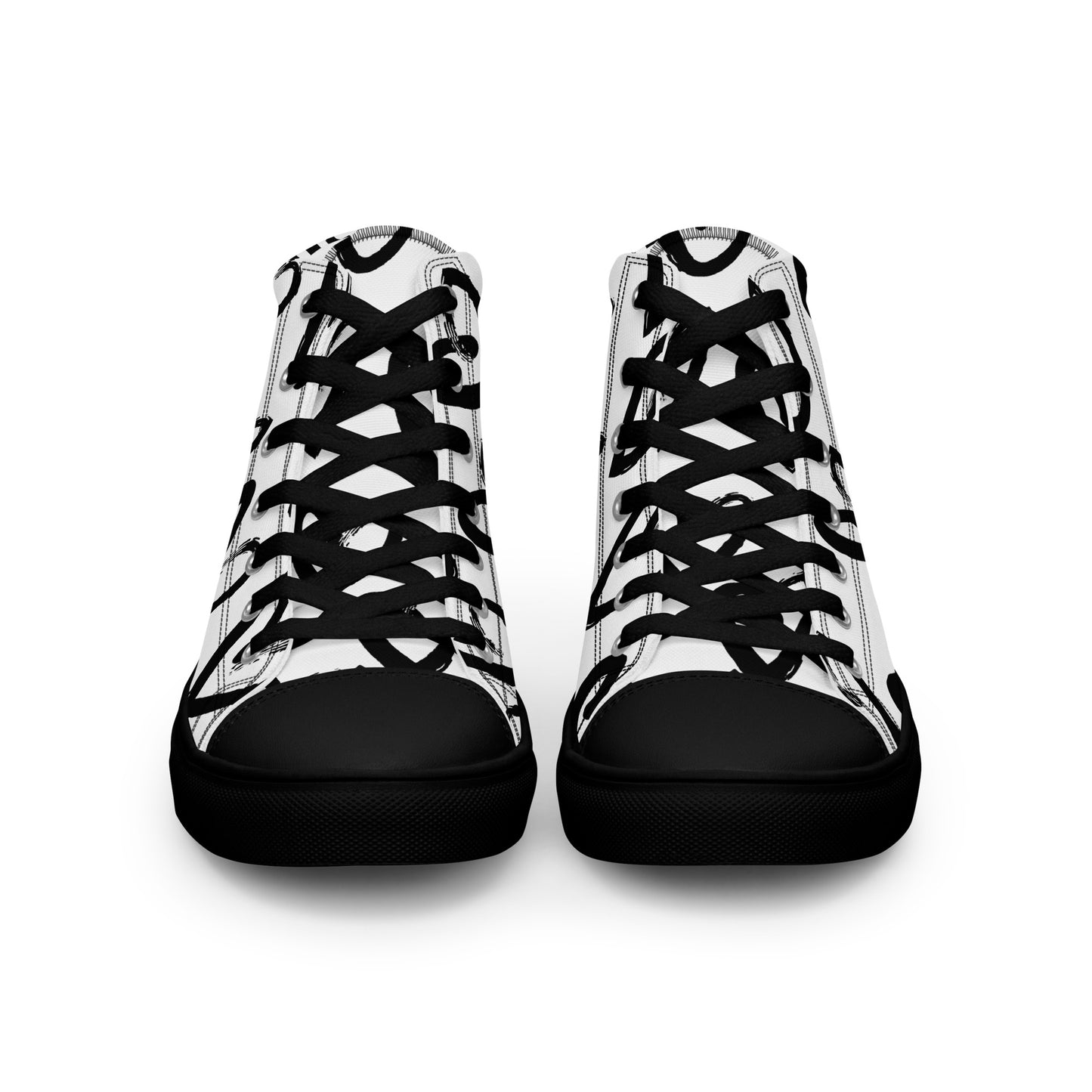 Women's high-top canvas sneakers with black toe hearts