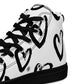Women's high-top canvas sneakers with black toe hearts