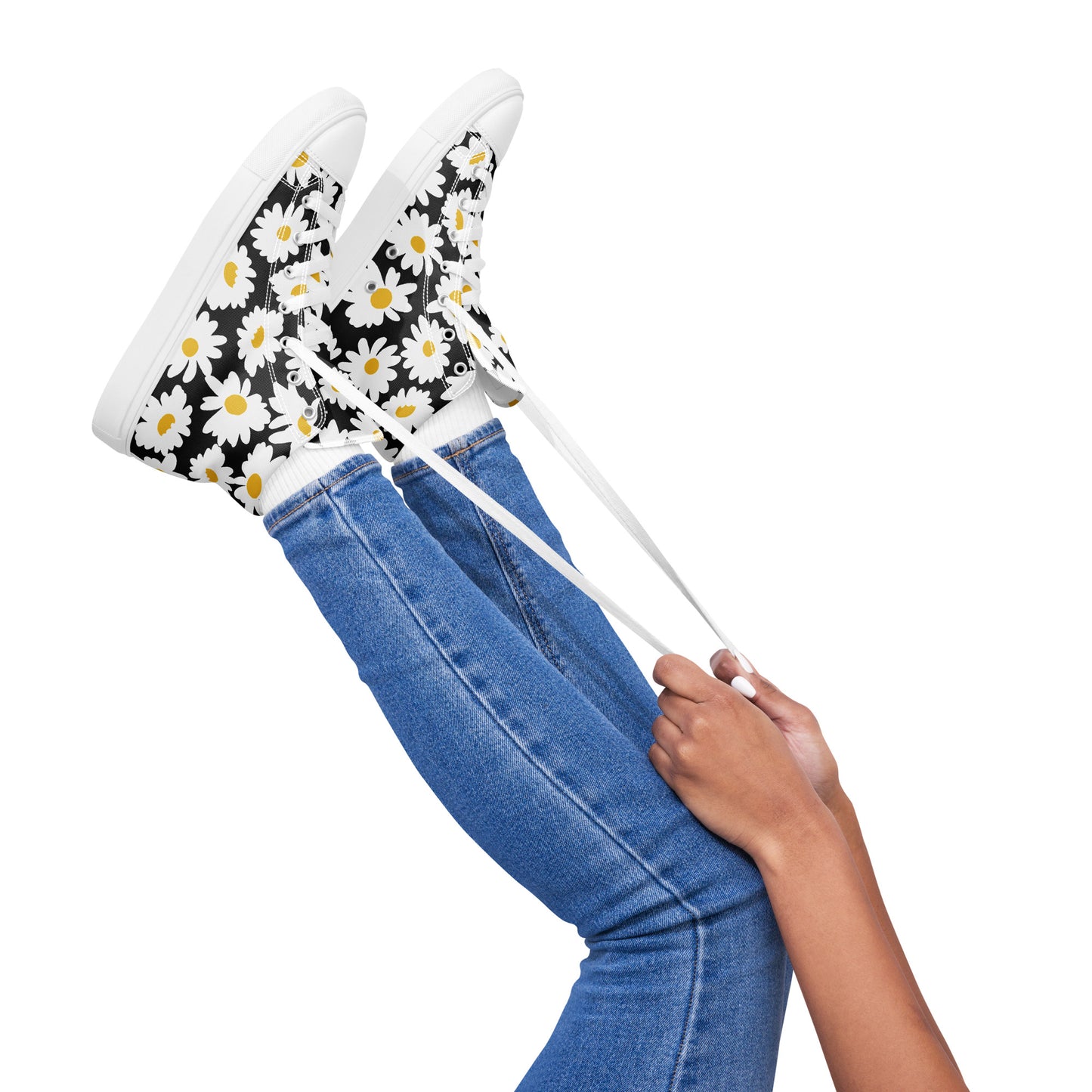 Zapatillas de lona de caña alta para mujer margaritas