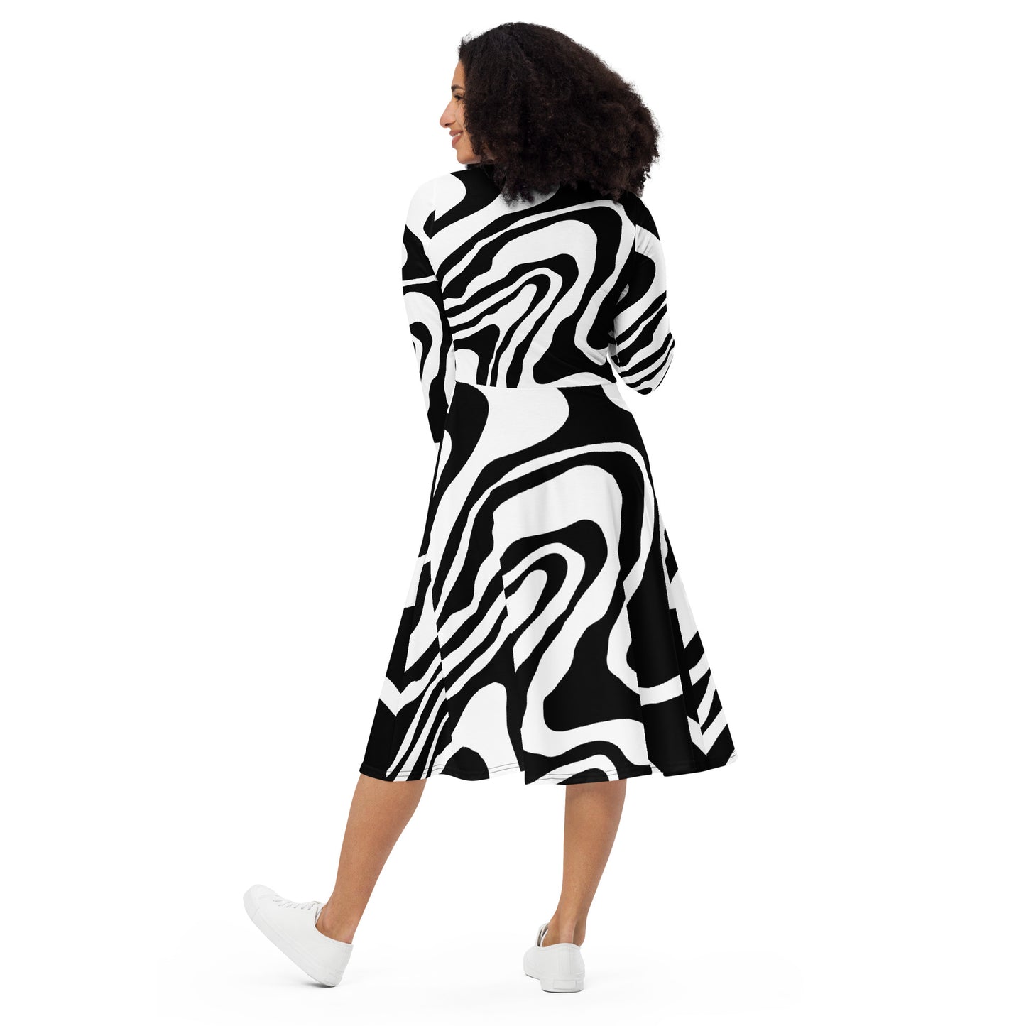 Midikleid mit langen Ärmeln über Zebra