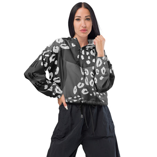 Cropped windbreaker for women animal print