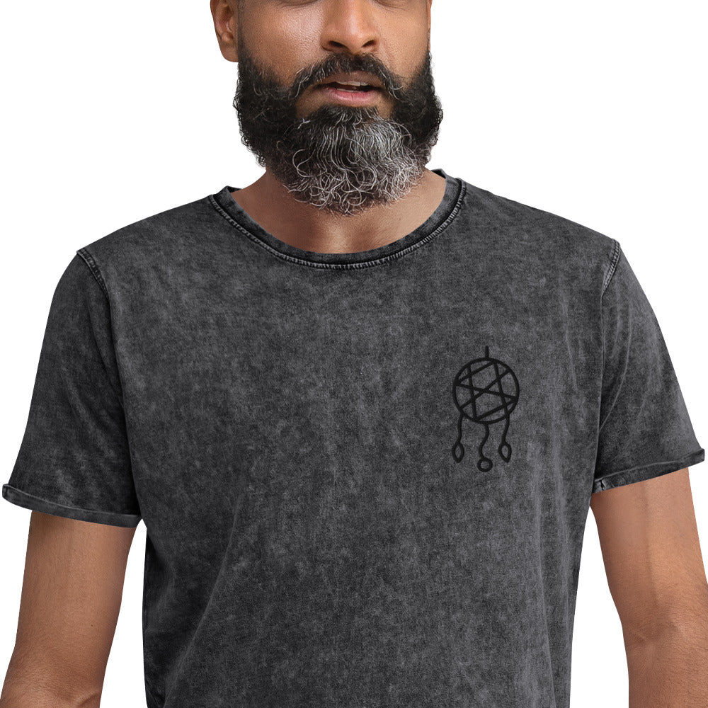 Unisex Dreamcatcher Embroidered Denim T-Shirt