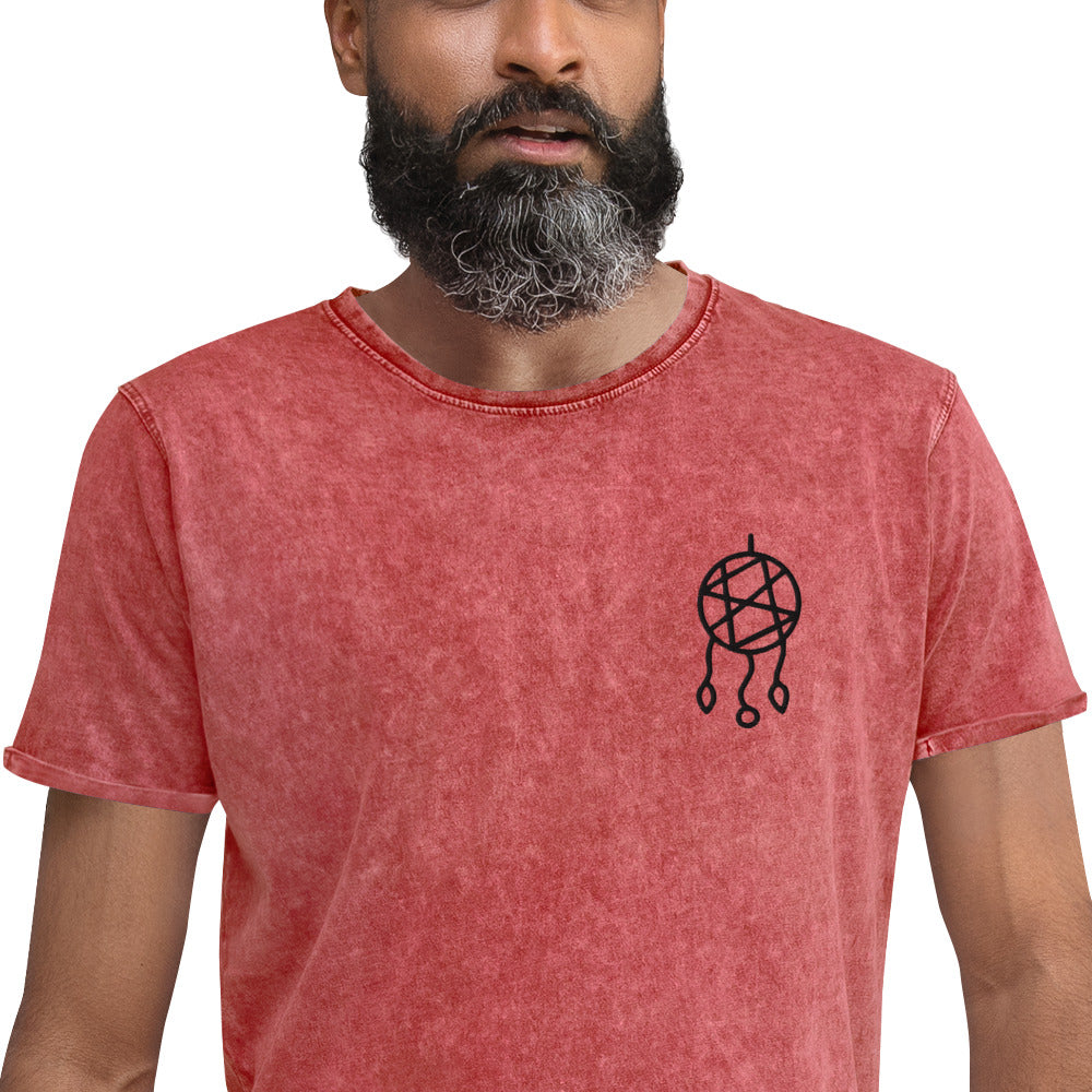 Unisex Dreamcatcher Embroidered Denim T-Shirt