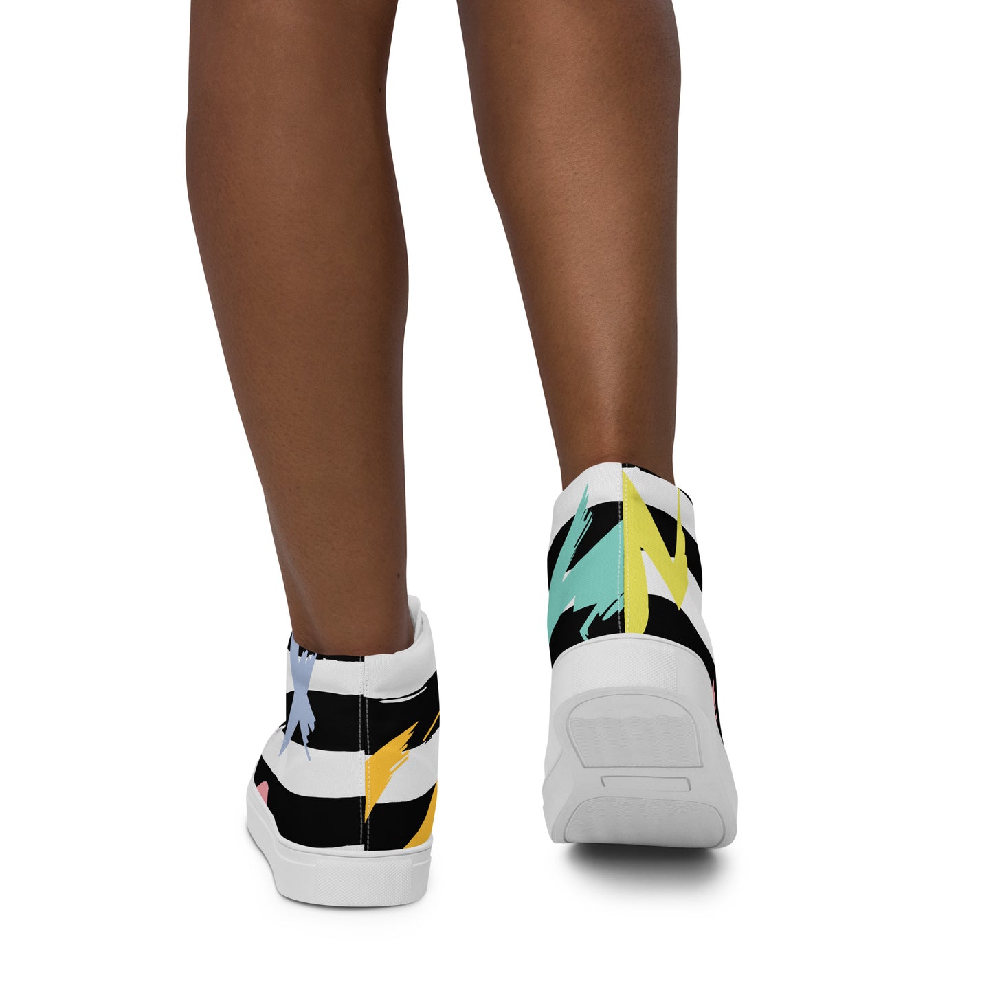 Gestreifte High-Top-Canvas-Turnschuhe für Damen