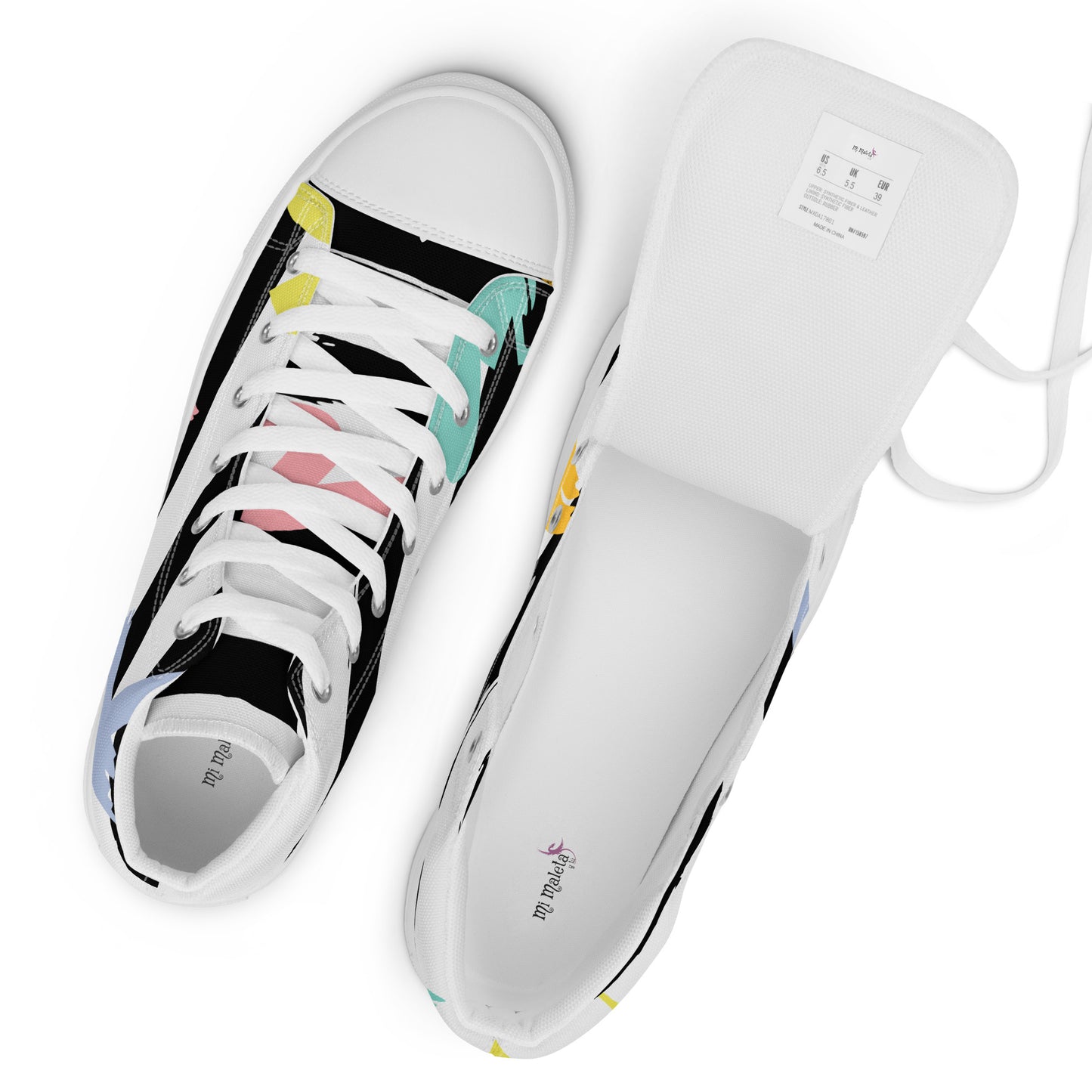Gestreifte High-Top-Canvas-Turnschuhe für Damen